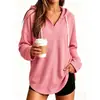 Sudadera con capucha de gofre de cuello en V para mujer, europea y americana, transfronteriza, otoño e invierno, holgada, de longitud media, top casual multicolor, elegante