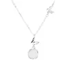 Collar Doble Mariposa Diseño de Nicho Femenino Estilo Fresco Colgante de Calcedonia Blanca Imitación Cadena para Clavícula Simple Estilo Ins Moda Femenina