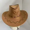 Verano Vaquero Occidental Exterior Hombres y Mujeres Jinete Casual Protector Solar Gamuza Sombrero de Sol Sombrero Retro Viaje Fresco