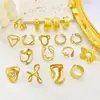 Anillo de Acero Inoxidable Geométrico Abierto con Forma de Corazón Dorado Estilo Ins Europeo y Americano Diseño Retro Joyería para Mujer