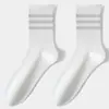 Calcetines de media caña para mujer con borde enrollado y tres rayas, Calcetines de media caña de estilo universitario con personalidad deportiva, Calcetines antibacterianos para mujer 10A