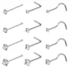 Set Combinado Más Vendido Transfronterizo de Amazon Anillo de Nariz de Acero Inoxidable Stud de Nariz con Barra Curva Circonita de Diamante Joyería para Piercing Accesorios