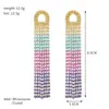 Pendientes de Borla Larga con Pedrería de Temperamento para Mujer, Boda, Actuación, Escenario, Gradiente Multicolor, Pendientes Adelgazantes Pendientes E775