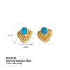 Aretes de temperamento transfronterizo europeo y americano Aretes de acero de titanio turquesa con sensación de diseño de estilo ins francés aretes de perlas altas