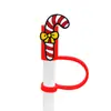 Protector de pajita de silicona de dibujos animados compatible con botellas de agua Stanley, tapa de pajita a prueba de polvo y manchas, decoración de regalo de Navidad
