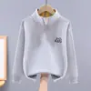 Sudadera para Niños Primavera y Otoño Casual Manga Larga Top para Escuela Primaria Niños Mayores Otoño Cuello Alto Capa Base para Niños