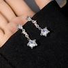 Pendientes de estrella de cinco puntas con forma de aguja de plata, con diamantes, personalizados, de cristal geométrico, de moda, con forma de estrella hueca, al por mayor
