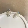 Brincos de Pérola de Cristal Triturado Degradê Estilo Francês para Mulheres, Luxo Leve, Sensação de Alto Padrão, Design Novo, Brincos Únicos