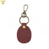 Funda protectora de cuero adecuada para Apple Airtag, porta-tarjeta de acceso con llavero, localizador anti-pérdida para mascotas, funda de cuero