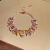 Pulseira simples de flor oval de zircônia para mulheres, de alta qualidade, doce, fresca, elegante, joias versáteis para atacado