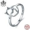 Anillo de plata de ley S925 serie animal Aifule gato travieso anillo simple hueco de personalidad Y SCR104