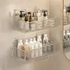 Estante de Almacenamiento Minimalista de Acero Inoxidable para Baño Organizador de Pared para Lavabo Cosméticos y Productos de Cuidado de la Piel