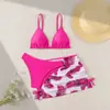2026 Falda de Malla Conjunto de Tres Piezas de Comercio Exterior con Estampado Traje de Baño para Niñas Europeas y Americanas Bikini para Niñas Mayores Estilo Nuevo