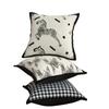 Almohada Cojín Crema Blanco y Negro Francés Sofá Sala de Estar Mesita de Noche Cama Dormir Jugar Teléfono Móvil Funda de Almohada Cojín Grande para Respaldo