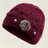 Gorros de Invierno para Personas de Mediana Edad y Mayores, Gorros de Moda para Madres, Gorros de Punto Gruesos de Terciopelo Cálidos, Gorros de Lana de Invierno para Abuelas
