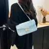 Bolsa de mão personalizada estilo francês para mulheres, bolsa de corrente com padrão de losangos, novo estilo 2026, bolsa de ombro único ou transversal, bolsa quadrada pequena versátil