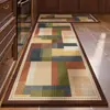 Tapete de Piso para Cozinha Estilo Retro Americano, Absorvente de Água, Antiderrapante, Resistente a Manchas, Capacho de Linho, Tira Longa, Fácil de Cuidar, Tapete de Linho Tecido