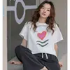 Camiseta de Manga Curta de Seda de Leite 2026 para Verão Feminina, Top Estampado Versátil Preto Soltinho da Moda