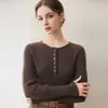 Suéter de cachemira de alta gama con cuello redondo, corte ajustado, estilo grueso para mujer, adelgazante, de moda, capa base, jersey de punto de alta calidad