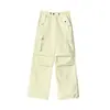 Roupas Femininas 2026 Verão Novo Calça de Trabalho Estilo Americano, Calça Jogger de Cintura Alta Wide-Leg, Calça Esportiva Casual de Uso Duplo