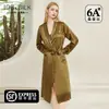 Robe de seda pesada de 19 mm para mulheres, 100% seda de amoreira, comprimento médio, adequado para comércio transfronteiriço, pode ser usado fora de casa como roupa de casa ou roupão de manhã