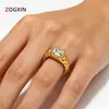 Novo Anel de Zircônia em Aço Inoxidável Joia Banhada a Ouro 18K para Mulheres, Estilo Europeu e Americano, Simples e Versátil, Produto Mais Vendido Transfronteiriço