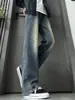 Jeans masculino vintage estilo americano com vibe de rua, calças retas soltas versáteis e com barra bootcut da nova coleção de primavera e outono para homens