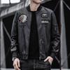 Chaqueta de cuero de PU con cuello de béisbol bordado para hombre, ropa de motocicleta, primavera y otoño 2019, moda casual para hombre, una generación de cabello