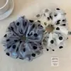 Goma para el pelo de lunares de doble capa, Accesorio para el pelo de organza para mujer, Cuerda para el pelo elegante tipo red, Estilo perezoso para coleta
