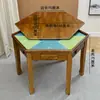 Mesa Sólida de Madera para Ajedrez y Cartas para Entretenimiento al Aire Libre, Mesa Pentagonales de Seis Esquinas Estilo Chino, Mesa con Patas de Perro para Jugar Cartas y Juegos