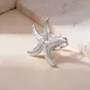 Anel Aberto Coração Girassol Aço Inoxidável Assimétrico Transfronteiriço Estilo Ins Europeu e Americano Anel Personalizado Estrela do Mar Aço Titânio