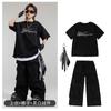 Conjunto de Roupa de Street Dance para Meninos Calça Preta de Manga Curta Solta Personalidade Conjunto de Roupa Hip-Hop da Moda para Meninas Roupa Cool de Performance para Crianças