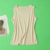 36 Pontos 100% Seda de Amora Tricô Gola Redonda Sem Mangas Camiseta Básica Feminina Top Colete Verão Respirável e Solto