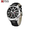 Reloj de Negocios Ofns para Hombre con Correa de Acero Cronógrafo de Seis Manecillas Calendario Casual Reloj de Cuarzo Luminoso Resistente al Agua Reloj con Patrón de Sol