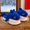 Pantuflas de Algodón de Invierno 2026 para Niños y Niñas, Cálidas y Felpudas, Uso en Casa Padre-Hijo, Suela Gruesa, Lindo Diseño de Tiburón Pequeño