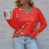 Camiseta Feminina de Manga Comprida Casual Urbana Solta Estampa Floral Nova Primavera/Outono 2022 Europeia e Americana Amazon Wish