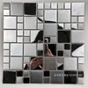 Pacote de Adesivos Decorativos Mosaico de Aço Inoxidável Metal Prata Escovado Superfície Espelhada para Pilares Balcões de Bar Paredes de Fundo de Restaurante