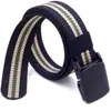 Cinturón de lona para hombre 3.2cm mujeres raya colorida nailon sin hierro no metálico hebilla de plástico cinturón casual para pantalones
