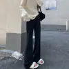 Pantalones gruesos con forro polar para mujeres embarazadas, otoño e invierno, pantalones de pierna ligeramente acampanada, pantalones largos casuales versátiles, pantalones largos acampanados para mujeres embarazadas petite