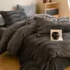 Gato Peludo Sensação Pelo de Coelho Sintético Veludo Leite Conjunto de Quatro Peças Outono e Inverno Espessado Aquecimento Roupa de Cama Flanela Capa de Edredom Lençol Lençol com Elástico Roupa de Cama