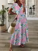 Vestido Bohemian Estampado de Barra Larga Novo Europeu e Americano para Primavera e Verão Estação Independente da Amazon Estilo Transfronteiriço