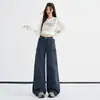 Jeans de trabajo juveniles color naranja # Otoño multibolsillos pierna ancha para mujer, corte holgado, adelgazantes, casual, versátiles, pierna recta, modernos