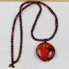 Collar Colgante de Paz de Ámbar de Sangre de Resina Natural, Colgante de Gota de Agua de Ámbar de Sangre de Ámbar, Cadena de Suéter con Colgante de Paz con Patrón de Nube