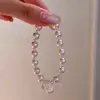 Pulseira com Pingente de Gato Pérola Rosa Manta Francesa Doce Leve Luxo Temperamento Estrela Acessórios de Joia para Mão Sensação de Alto Padrão