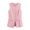 Atacado Transfronteiriço Moda Feminina Primavera 2024 Casual Elegante Conjunto de Colete de Botão Único + Shorts