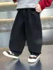 Jeans de Mezclilla para Niños de Primavera y Otoño, Estilo Coreano, Pantalones Curvos Elegantes de Corte Holgado para Niños, Pantalones de Color Sólido de Moda para Niños Pequeños, Comercio Exterior
