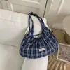 2026 Nuevo Bolso de Hombro Coreano Transfronterizo de Nicho para Mujer, Bolso de Axila de Color Bloqueado a Cuadros, Bolso Tote de Gran Capacidad para Mujer