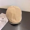 Estilo de Hong Kong Casual Retro Clásico Boina de Pana Sombrero de Pintor Color Sólido Versátil Elegante Gorra de Periódico