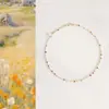 Collar de Dopamina Colorido para Mujer Cadena de Clavícula de Lujo Ligero Nicho Simple de Gama Alta con Perlas y Circonitas