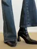Botines de punta cuadrada estilo coreano para mujer, tendencia 2026 y elegantes, versátiles botines Martin nuevos de tacón grueso, botines elásticos de ajuste ceñido